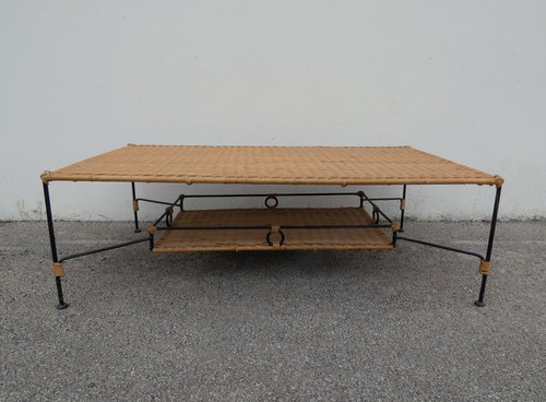 Table basse vintage rotin - en,