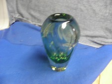 Beveled Glass Vase Crystal Blue Green