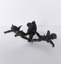 Ancien lustre suspension angelot spelter silver chandelier putti cherub 3 arms