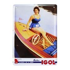 plaque métal publicitaire bombée 15 x 20 cm : Huiles IGOL