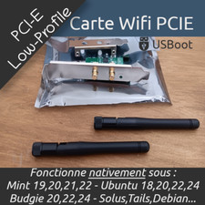 CARTE WIFI PCI-E PCI-EXPRESS LOW-PROFILE COMPATIBLE LINUX 300MBPS POUR PC BUREAU