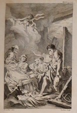 Eau-forte, Sainte famille, Jacques-Philippe Le Bas, d’après Boucher, XVIIIème