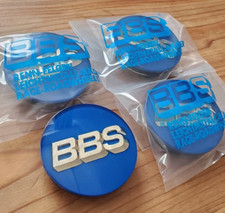 Jeu de 4 enjoliveurs centre de roue BBS 70 mm emblème authentique bleu or log...