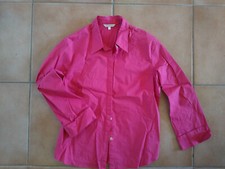 Chemisier Jacqueline Riu rose fuschsia T4 manches 3/4 à revers vintage