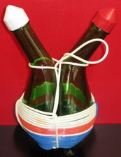 Serviteur vintage HUILE et VINAIGRE en fils de scoubidou, top déco année 60 