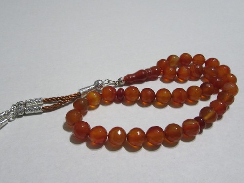 Red agate faceted aqeeq prayer - agate,