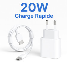 Chargeur Rapide USB-C 20W + Câble Pour Samsung / Xiaomi / Oppo / Huawei Secteur