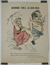 Badinguet chez le bon dieu Circa 1870 Estampe en couleur Politique Caricature
