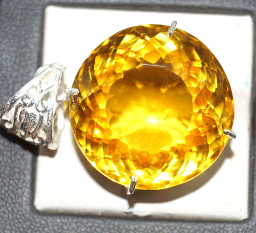 Pendentif rond naturel citrine - naturel,