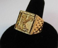 Bague Hip Hop Initiale K En Plaqué Or 14KT Pour Hommes - Taille 8 Vendeur USA