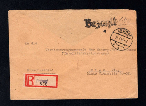 Autriche 1948 andorf - 1948, rare