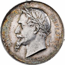 France, Médaille, Napoléon III, Exposition Universelle, 1867, Argent, TTB