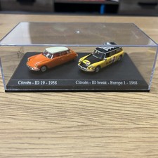 COFFRET ATLAS DUO 2 METAL UH CITROEN DS ID 19 1958 + ID BREAK EUROPE 1 1968 BOX