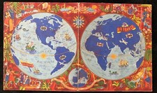 PLANISPHERE SUR LES AILES D'AIR FRANCE DECOUVREZ LE MONDE.. LUCIEN BOUCHER