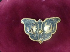 rare boucle bijou chryselephantine,néo egyptienne,art deco,L10cm,H 6,5cm,P 56g