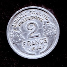 France - pièce de 2F de 1944 type Morlon - D 27mm aluminium