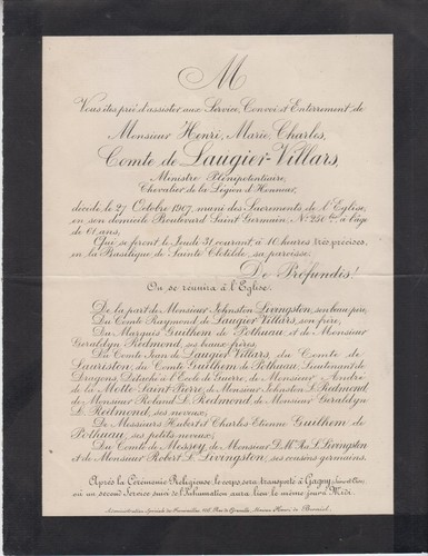 1907 faire part - 1907, obsèques