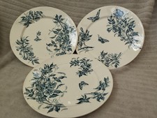 3 Assiettes plates Badonviller Jasmin de Virginie Terre de Fer Papillons bleues