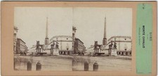 Originale Photo Stereo c1860 - ITALIA - Roma Monte Cavallo Obelisco Quirinale