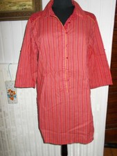 Robe Chemise tunique coton rayé rouge TERRE DE MARINS T.4 40/42 manches 3/4