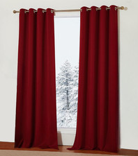 Rideaux rouges foncés occultants – 6 panneaux 140 x 280 cm – œillets – plombés