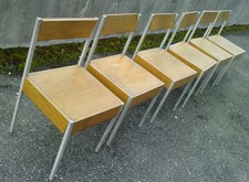 6 chaises modernist design 50/70? aluminium stuhl chair plywood schultz swiss ?