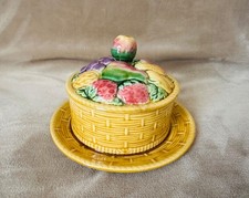 Ancien confiturier Barbotine fruit Sarreguemines