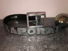 jolie ceinture en cuir noire et argentée + strass KAPORAL taille S