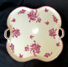 Plateau en porcelaine de Limoges décor floral rose