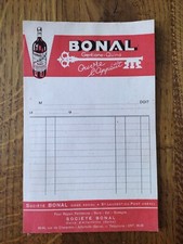 CARNET FACTURE ," BONAL ", GENTIANE, QUINA ,ISERE,ALCOOL,APERITIF