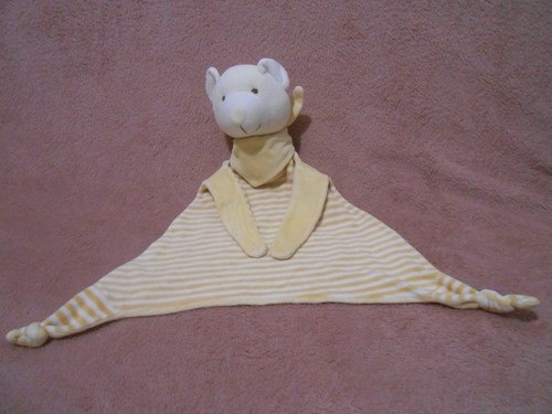 Doudou ours écru jaune rayé