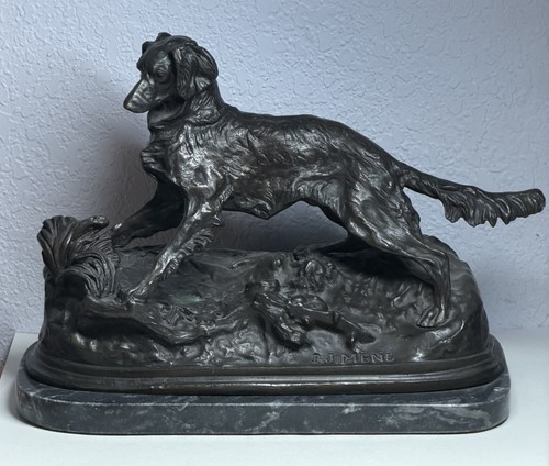 Signed mene bronze dog - signed,