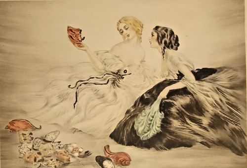 Rare gravure deux femmes - gravure,