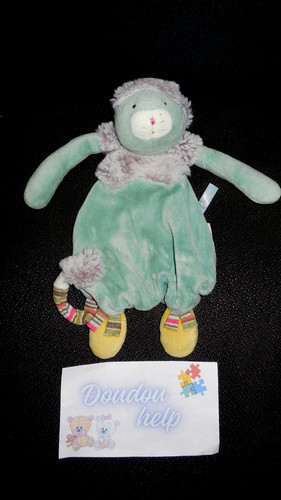 Doudou plat chat minoucha - doudou, vert