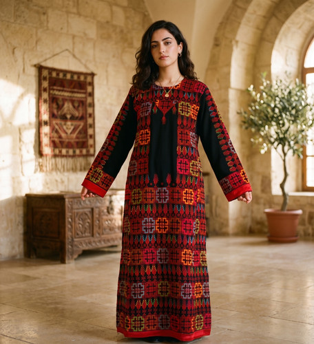 Caftan palestinien noir abaya - caftan,