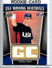 GERRIT COLE 2009 UD USA WINNING MATERIALS DUAL GAME WORN USA JERSEY#/499 ROOKIE 
