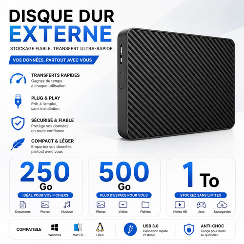 Disque dur externe portable - disque,