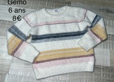 Gémo 6 Ans fille : Pull Rayé Écru Rose Jaune Ultra Doux Hiver Tbe