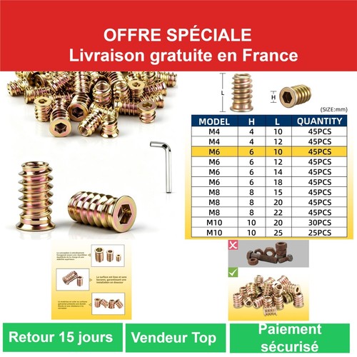écrous 10mm insert - 10mm,