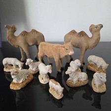 Santons Devineau Chameaux Boeuf Moutons 12 Animaux Anciens Floqués Crèche Noël 