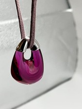 Collier en argent 925 pendentif rose clair Baccarat Paris 17,3-18,8 pouces