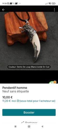 Collier dent loup - dent,