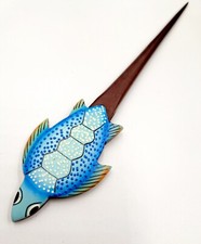 Pic à cheveux en bois tortue bleu,pique à chignon,fourche coiffure artisanal