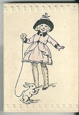 Mini calendrier Bijou almanach 1923 Illustrateur Fillette lapin rabbit enfant