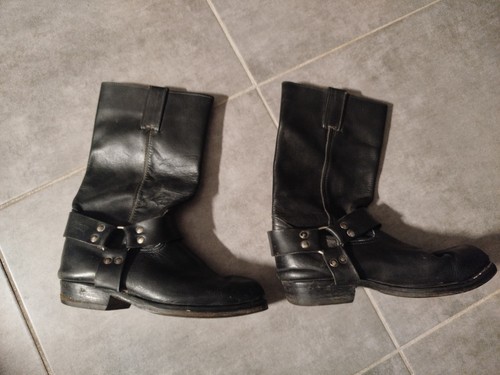 Bottes biker topy cuir noir - bottes,