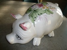 TIRELIRE COCHON XXL en CERAMIQUE DECOREE - Haut 21 cm - Longueur 40 cm ENVIRON