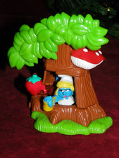 Jouet Vintage Ferrero Kinder Maxi Magic Figurine Schtroumpfette avec arbre bar