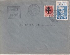 LETTRE PARIS LIBERE VIGNETTE GENERAL DE GAULLE 25/08/1944
