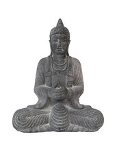 Statue de Bouddha en pierre de Java grise 28cm