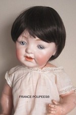 Perruque poupée ancienne poupon XIXème -cheveux bruns -Tête 44/46cm(18")
